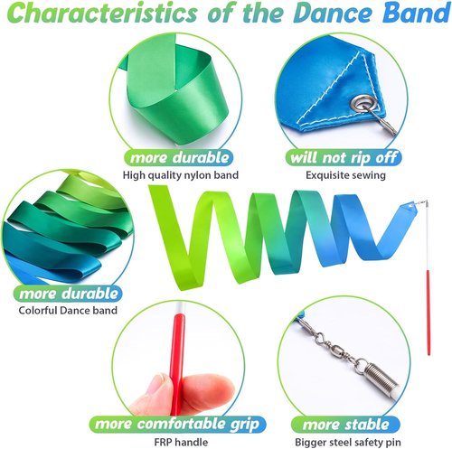 Cikyner Gymnastics Ribbon - 2 Pack Colorful Dance Bands with Sticks | Perfect for Kids' Parties & Games