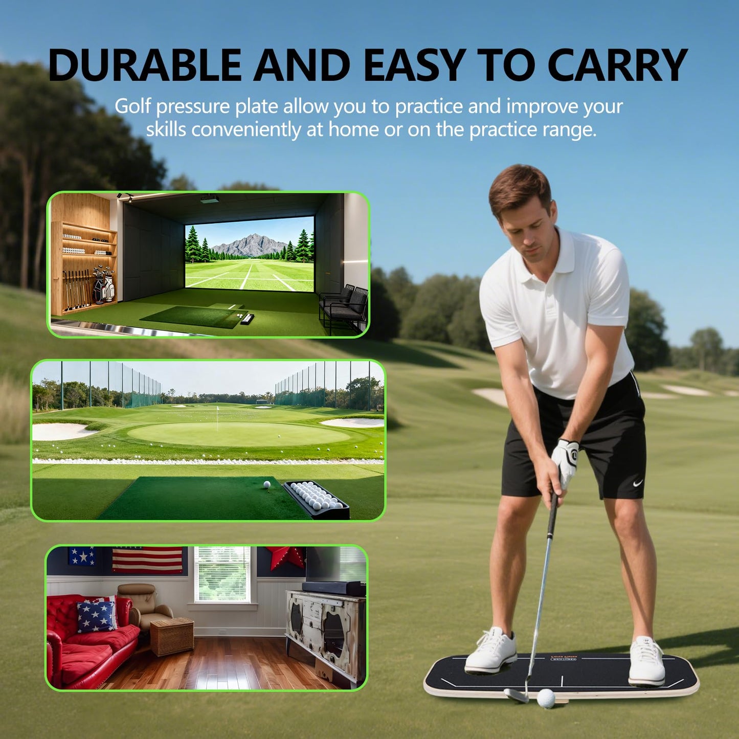 Golf Pressure Plate, Golf Weight Shift Board, Teaching Tool For Club Practice & Drills, Golf Swing Trainer, Improve Balance & Accuracy, Golf Training Aid For Increased Power & Swing Rhythm (Black)