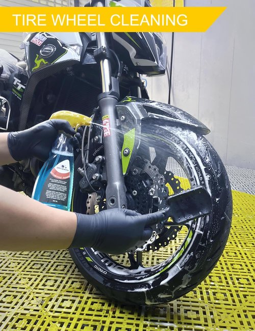 Ultrafashs Motorcycle Dirtbike Wash Kit - Premium Cleaning and Detailing Set for Mudguard,Rims and Paint.Includes Motorcycle Cleaner(560ML),Chain Clean(300ML) Dry Lubricant(120ML)