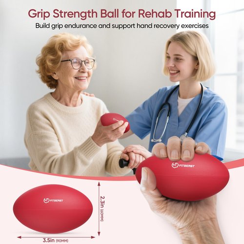 FitBeast Hand Exercise Ball Set–Stress Balls for Adults, Grip Strength Trainer Set for Rehab, Stress Relief, Arthritis, Carpal Tunnel, Hand Strength & Flexibility (3 Piece Set - Yellow Blue Red)