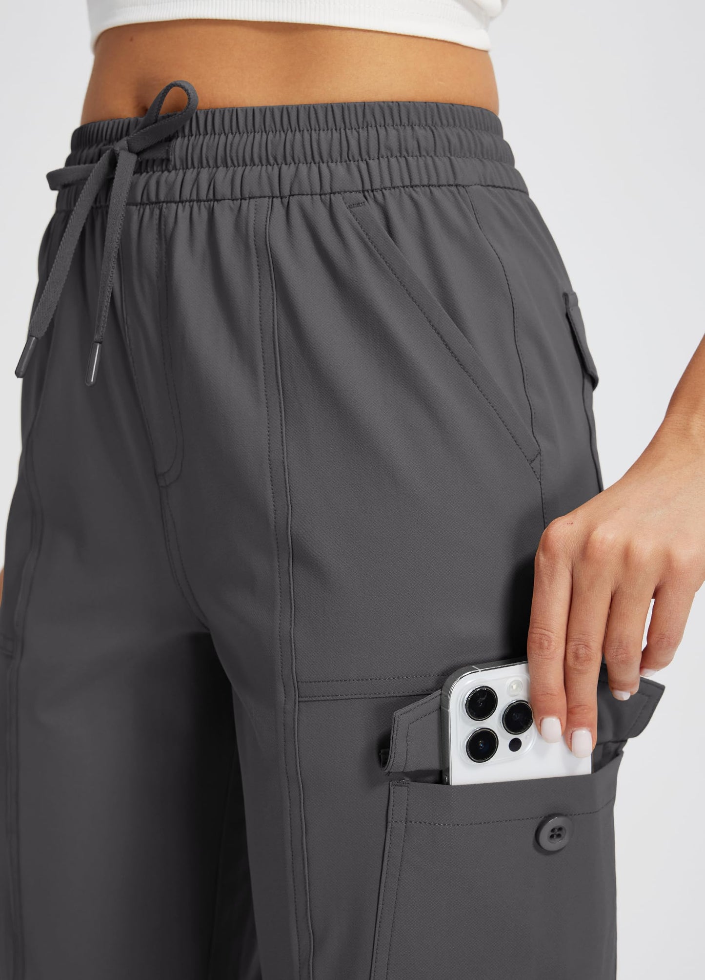 Libin Women's Capri Pants Cargo Capris Hiking Pants, Dark Gray M