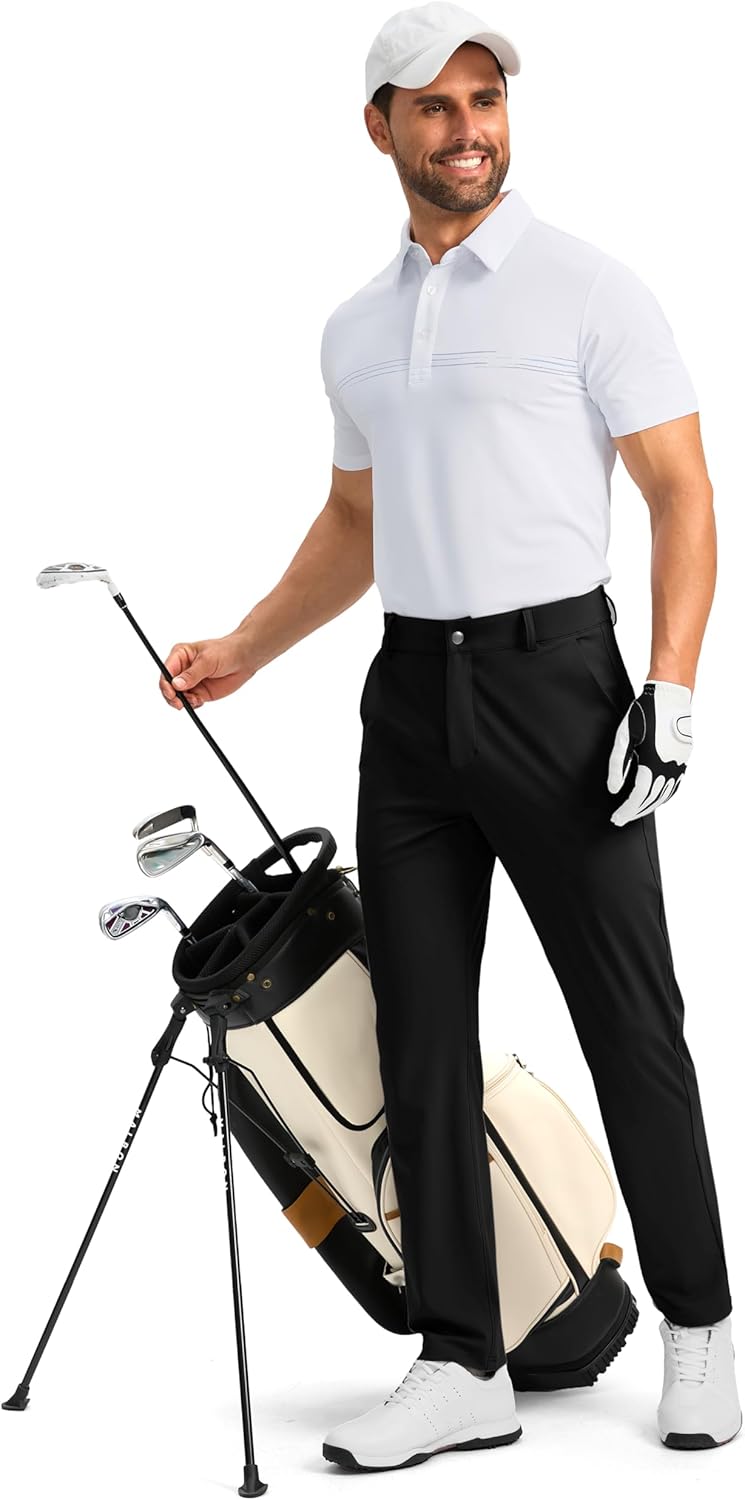 Soothfeel Men's Golf Pants - Slim Fit Stretch Sweatpants with 5 Pockets | Casual Travel Work Attire