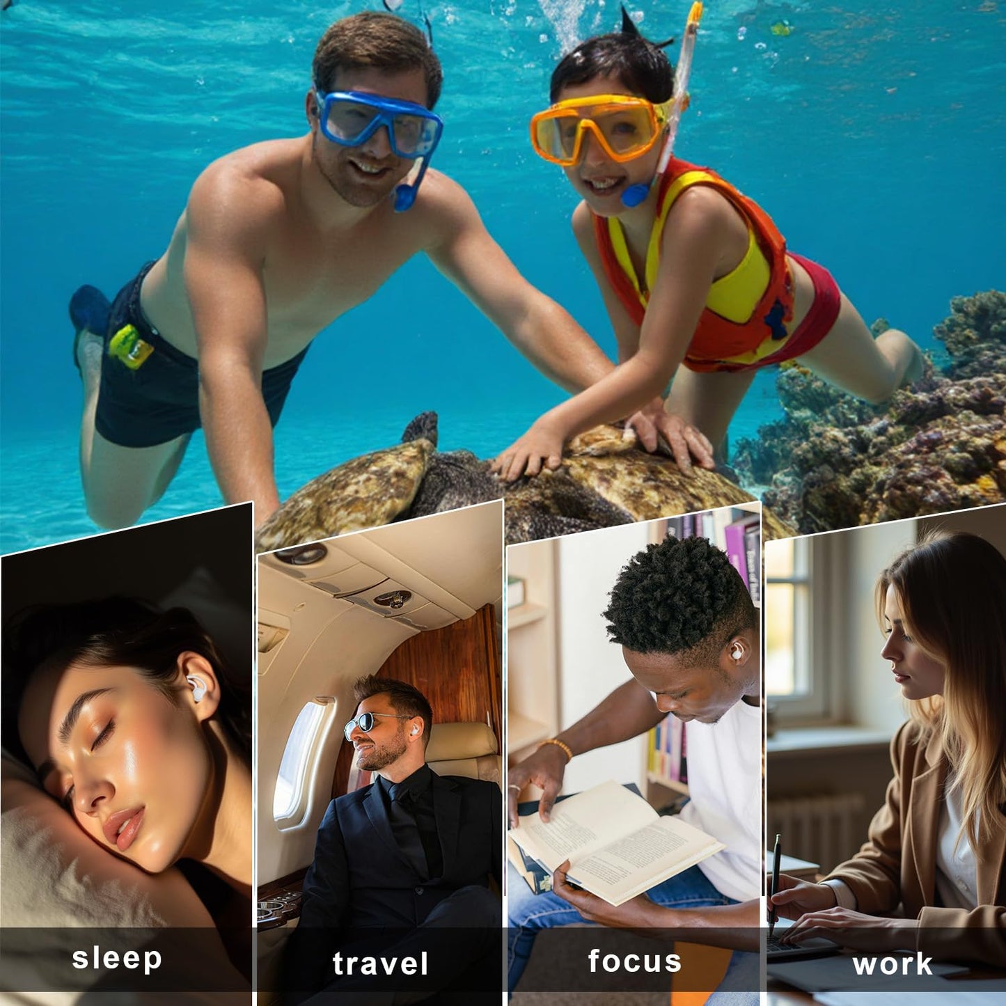 Ear Plugs for Swimming, 3 Pairs Swim EarPlugs, Waterproof Reusable Swim Ear Plugs for Adults, Keep Water Out and Ear Protection, Perfect for Showering, Pool, Diving, and Other Water Sports.