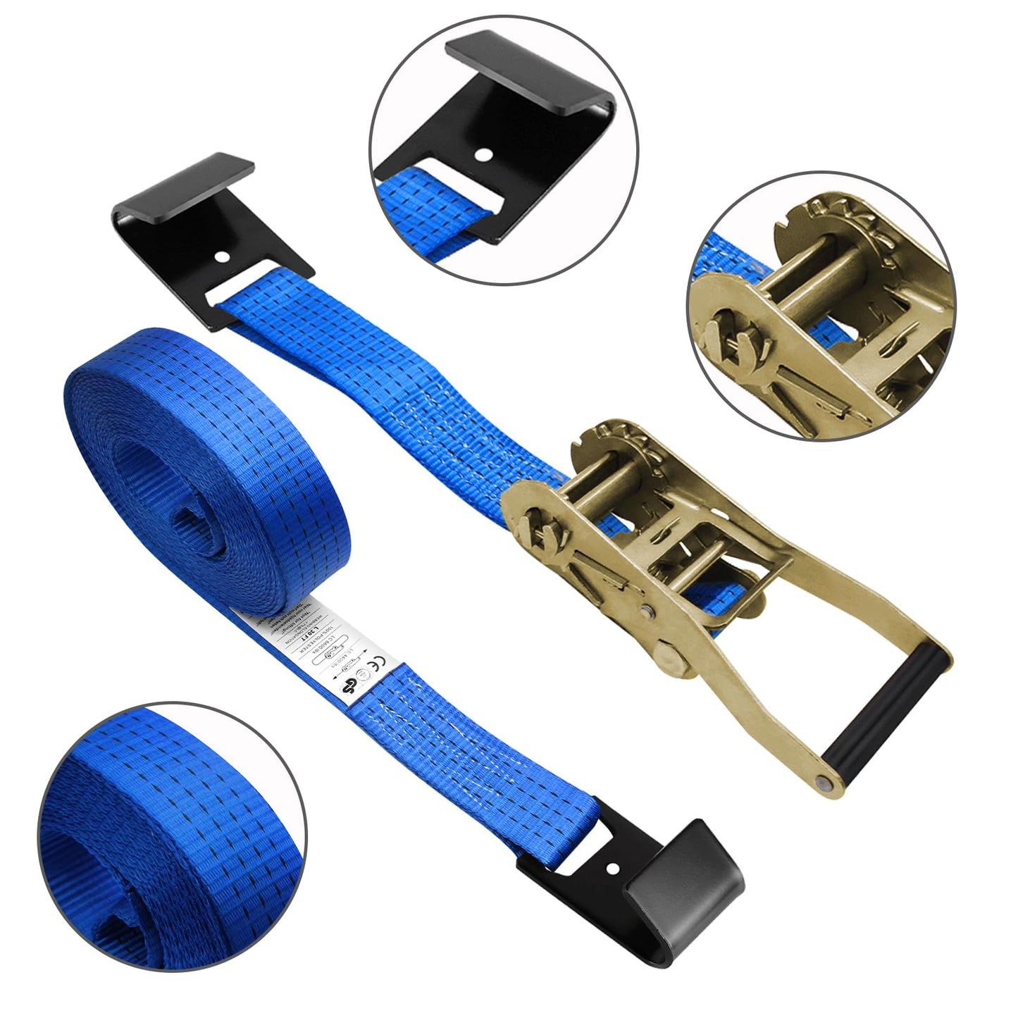 SALUINOKI 4Pack 2in 30ft Ratchet Strap Flat Hook Blue Heavy Duty Flatbed Straps for Trailer Tie Down Straps Box Truck Accessories Cargo Loading 10000lbs Breaking Load