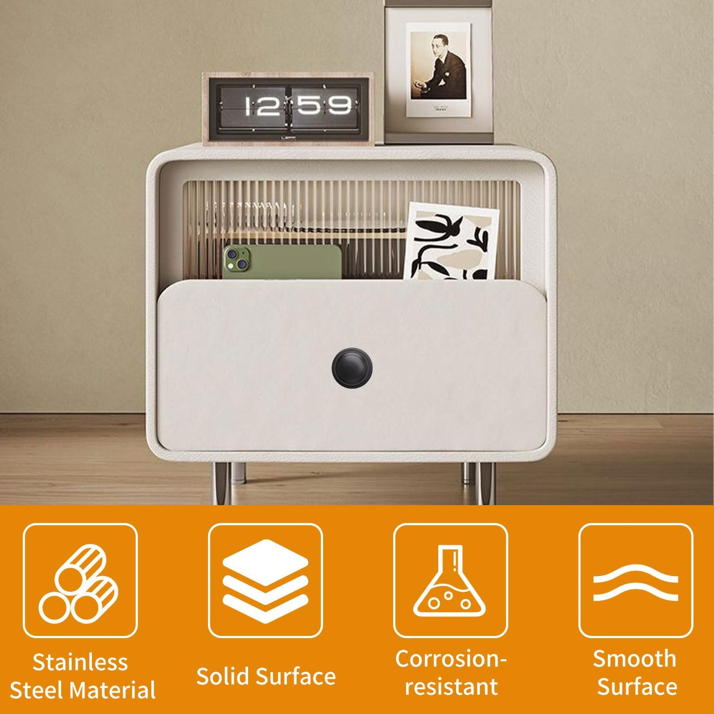 MOROBOR Stainless Steel Drawer Knobs, 8pcs Self-Stick Instant Cabinet Handle Pulls, 1.18Inch Adhesive Sliding Door Stick On Handle with Mounting Screws for Glass Cabinet Cupboard Drawer (Matte Black)