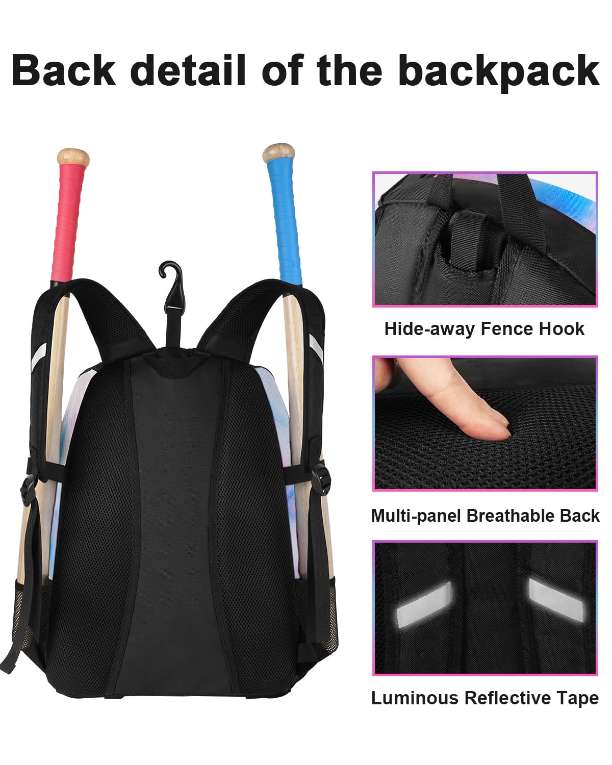 MATEIN Softball Backpack for Girls, Baseball Backpack Equipment Bag with Shoe Compartment, Softball Bat Bag Large Main Compartment Fit Gear & Accessories, Baseball Gifts