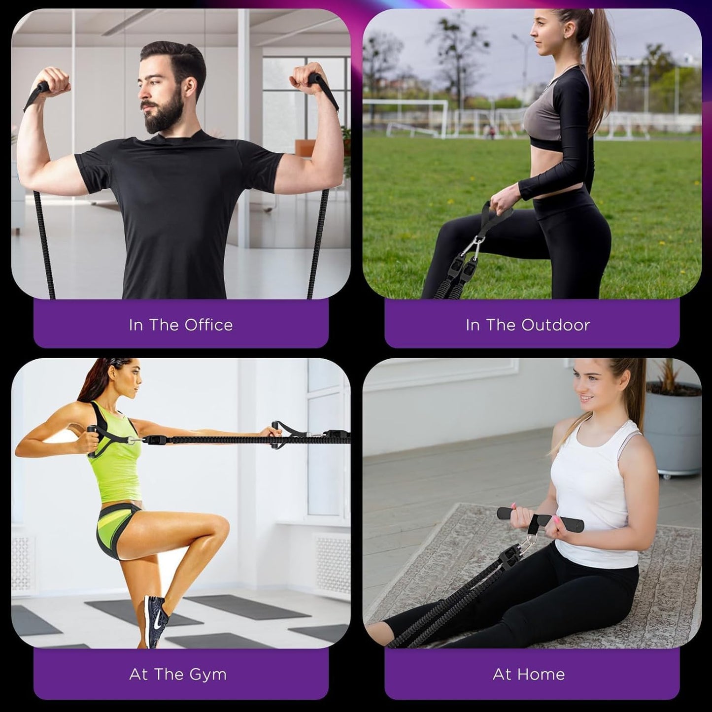 Skiennix Pedal Resistance Band - 4-Tube Elastic Sit-Up Pull Rope for Strength Training | Includes 5 Exercise Bands