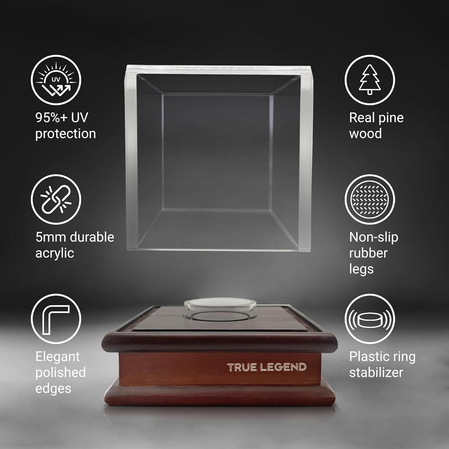 True Legend Baseball Display Case - Premium UV Protection Holder with Thick Acrylic Edges | Ideal for Sports Memorabilia