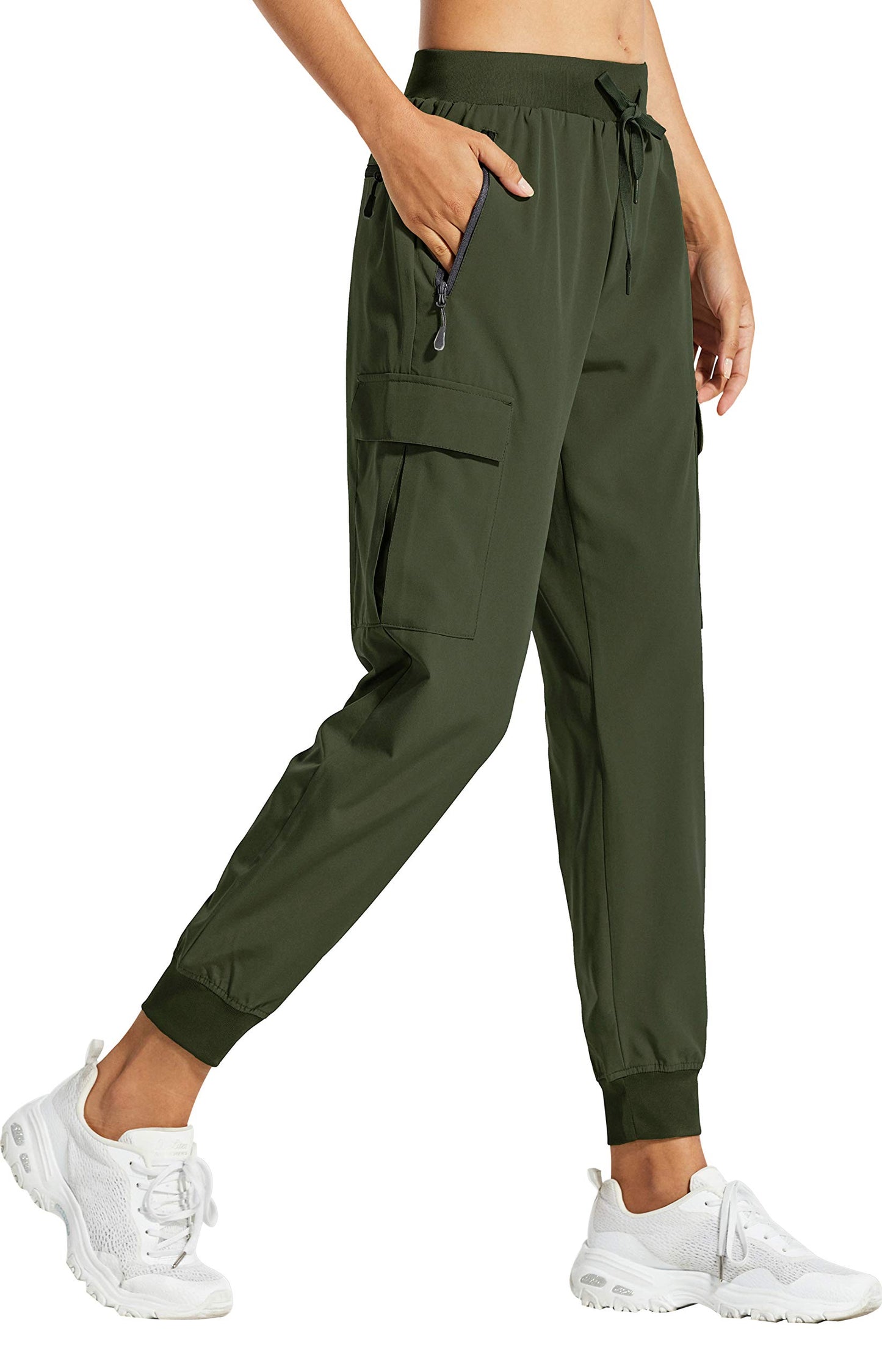 Libin Women's Cargo Joggers Lightweight Quick Dry Hiking Pants Athletic Lounge Casual Travel, Army Green XL