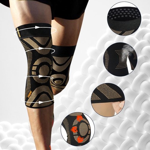 JIUFENTIAN Compression Knee Brace - 2 Pack Copper Knee Sleeves for Pain Relief | 3X-Large for Sports & Workouts