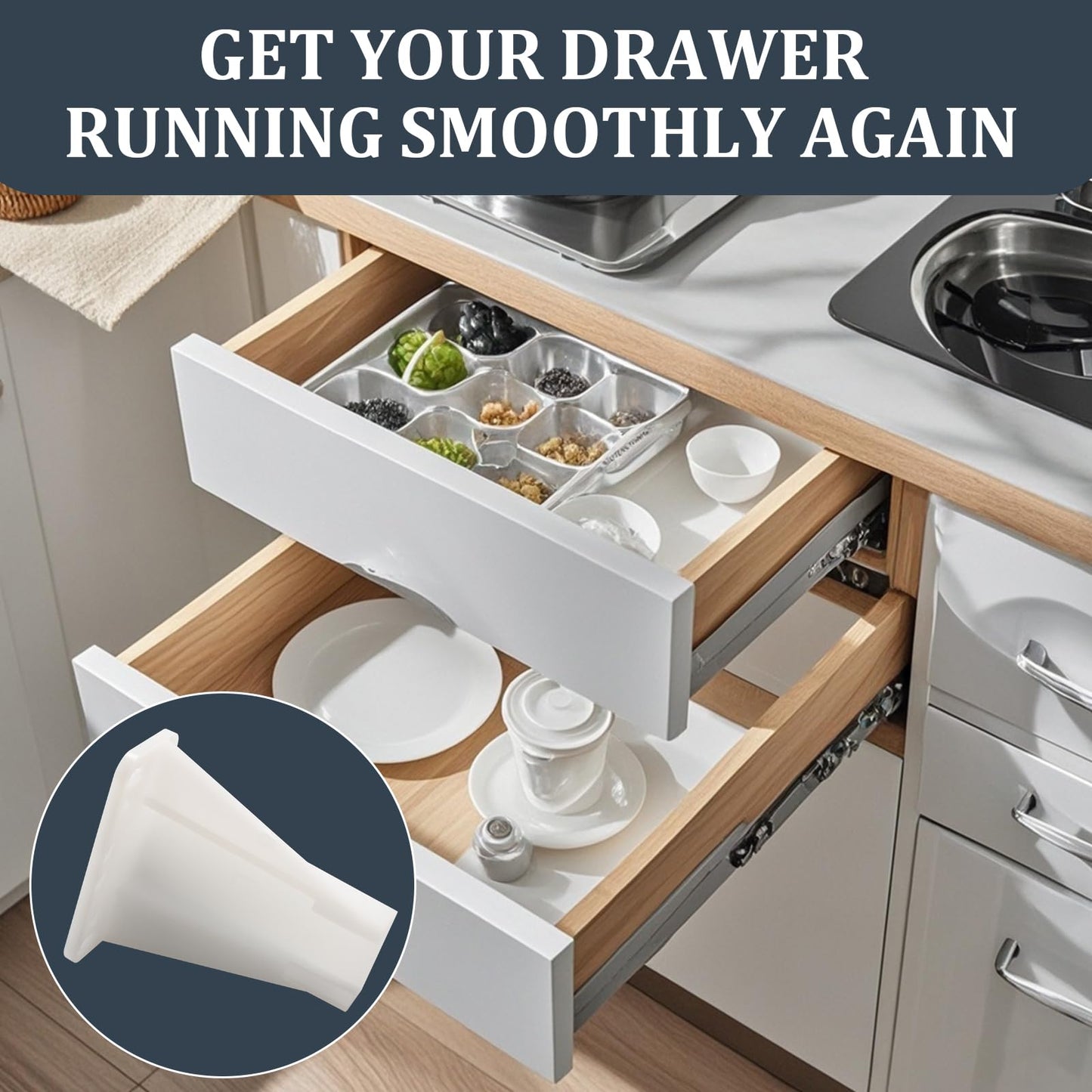 R 7240 Drawer Side Track Brackets, 5/16 in. x 7/8 in., Plastic, White (2 Pair)