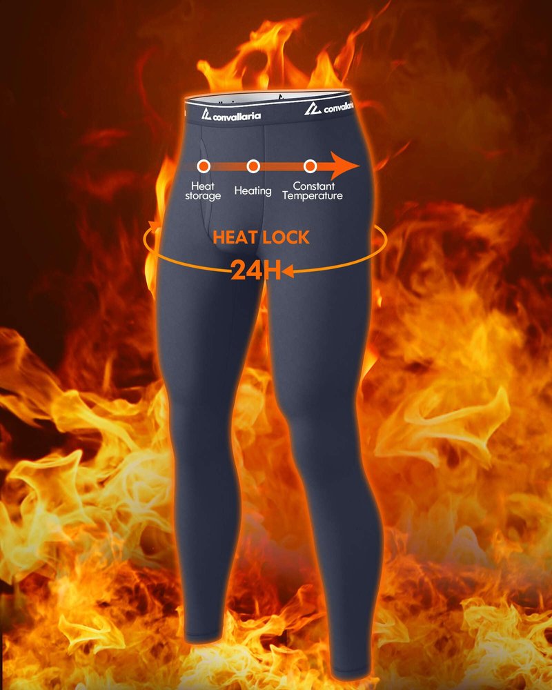 Men's Thermal Pants Fleece Lined Long Johns Compression Bottom Athletic Base Layer Cold Weather Gear 1 2 4 Pcs, Medium, 3 Black Charcoal