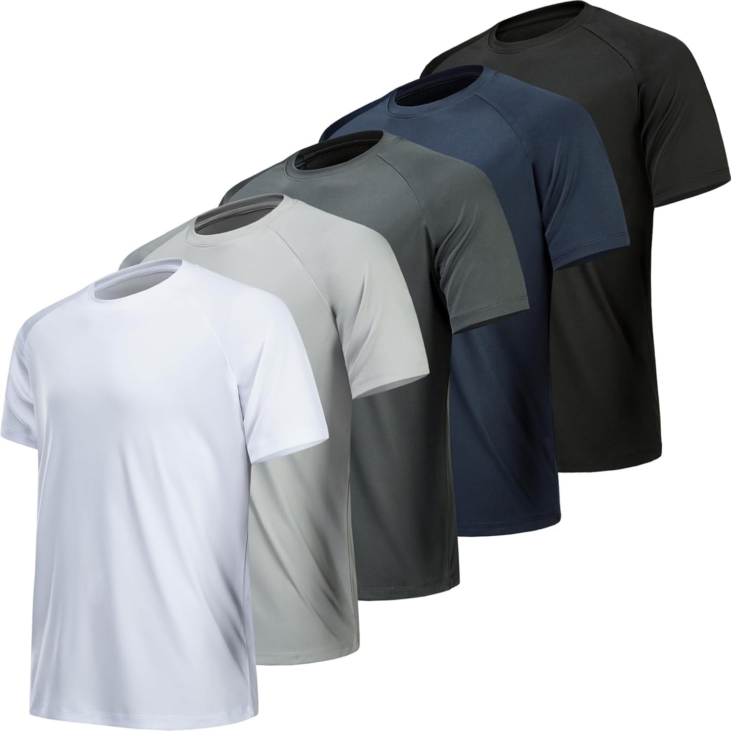 MLYENX Men's Workout Shirts - 7 Pack Quick Dry Moisture-Wicking Athletic T-Shirts | Perfect for Gym