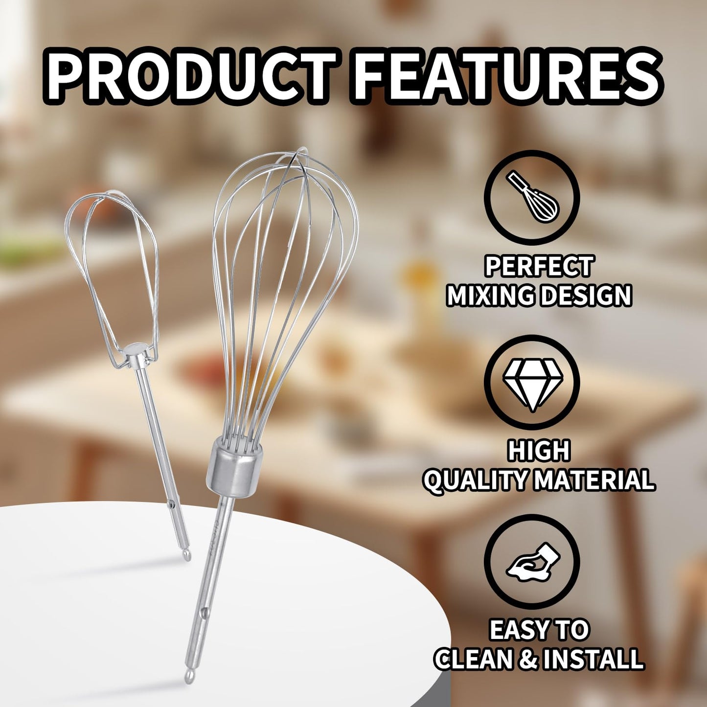 2 Pack Hand Mixer Attachments Beaters Compatible with BLACK and DECKER Electric Hand Held Mixer, Stainless Steel Replacement Parts, Beaters Electric Mixer Parts Accessories