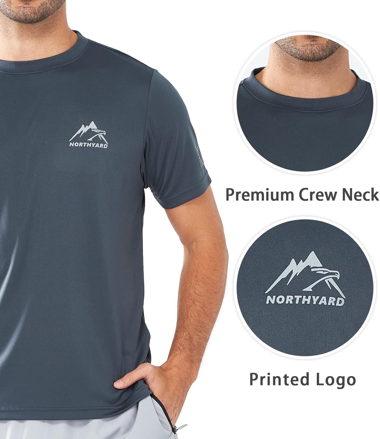 NORTHYARD Men's UPF 50+ Sun Protection Shirt - Short Sleeve Rash Guard for Athletic Activities