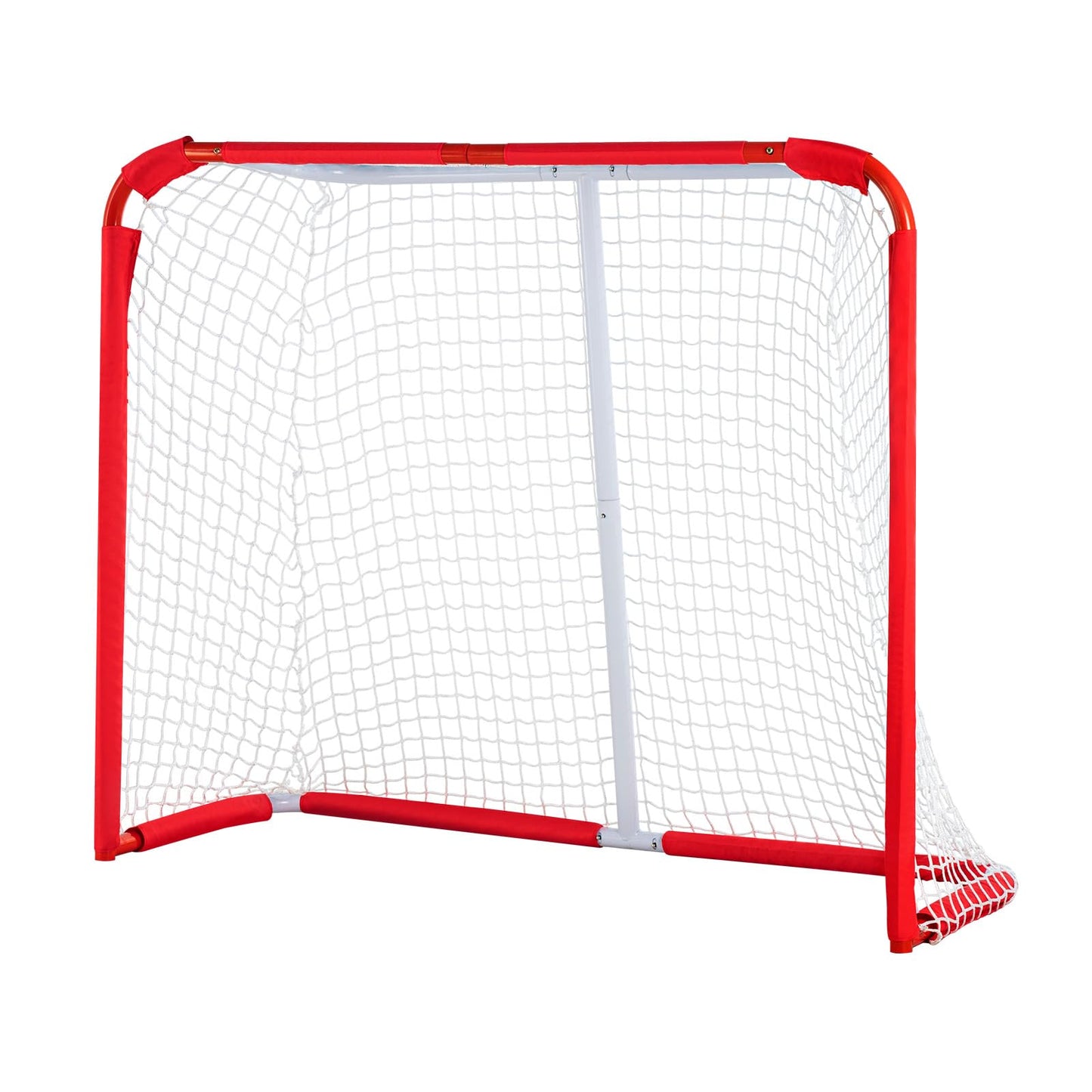 VEVOR Youth Street Hockey Net, Indoor Outdoor Steel Hockey Goal, Portable Lightweight Youth Street + Roller for Kids, Junior Training Goal Set with Net, Easy Assemble, 54" x 44", White/Red