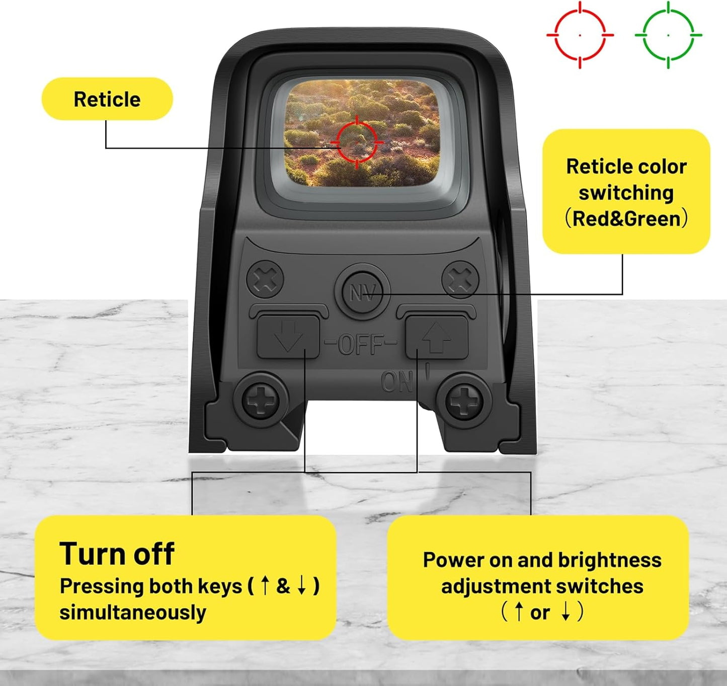Skiennix Holographic Sight - Green & Red Dot Sight for Enhanced Outdoor Accuracy