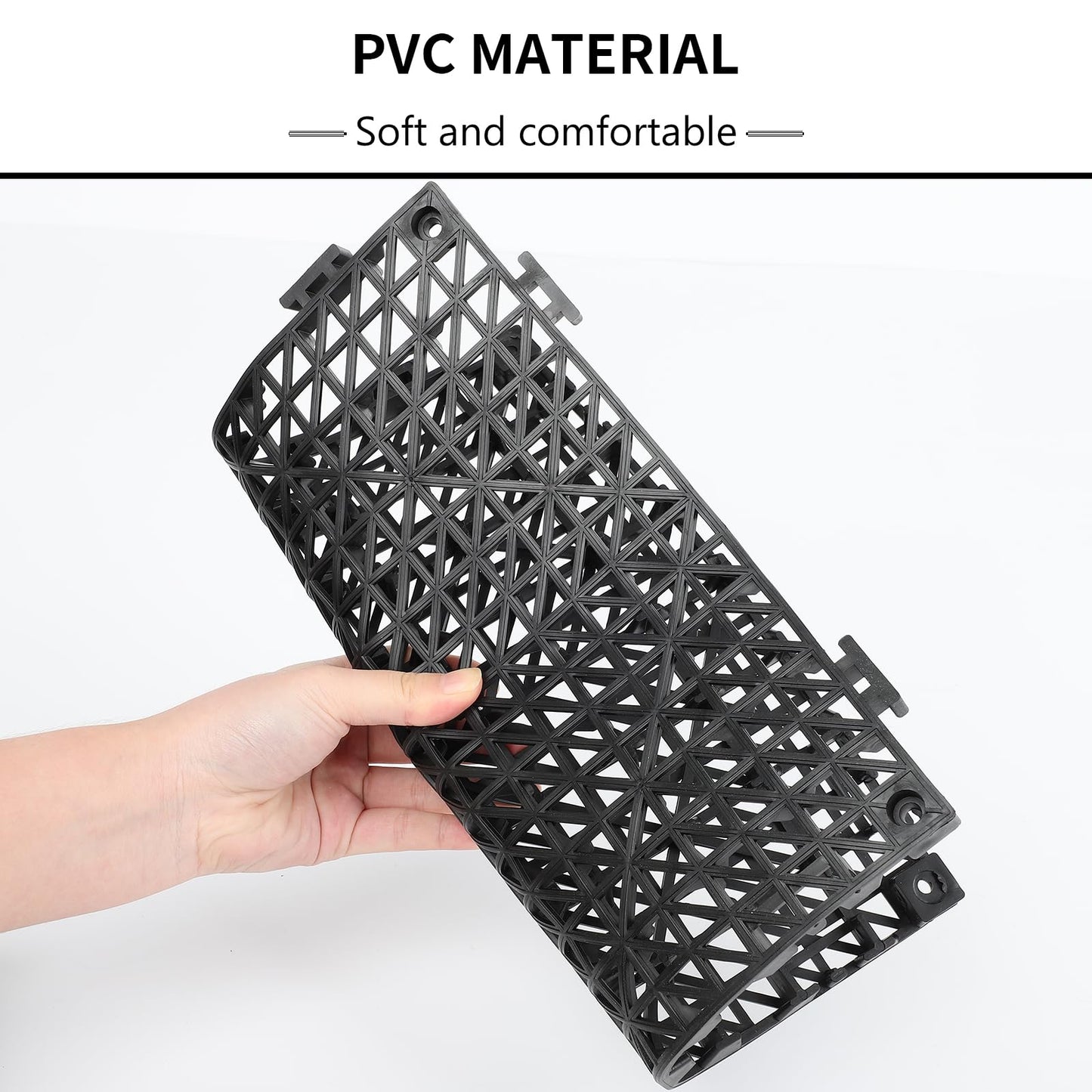 FAHKNS 50Pcs Interlocking Drainage Tiles, 12Inx12In Non-Slip Splicing Waterproof Mat, Free Joint Snap-On Installation with Rubber Drainage Mat for Indoor and Outdoor Use, Black