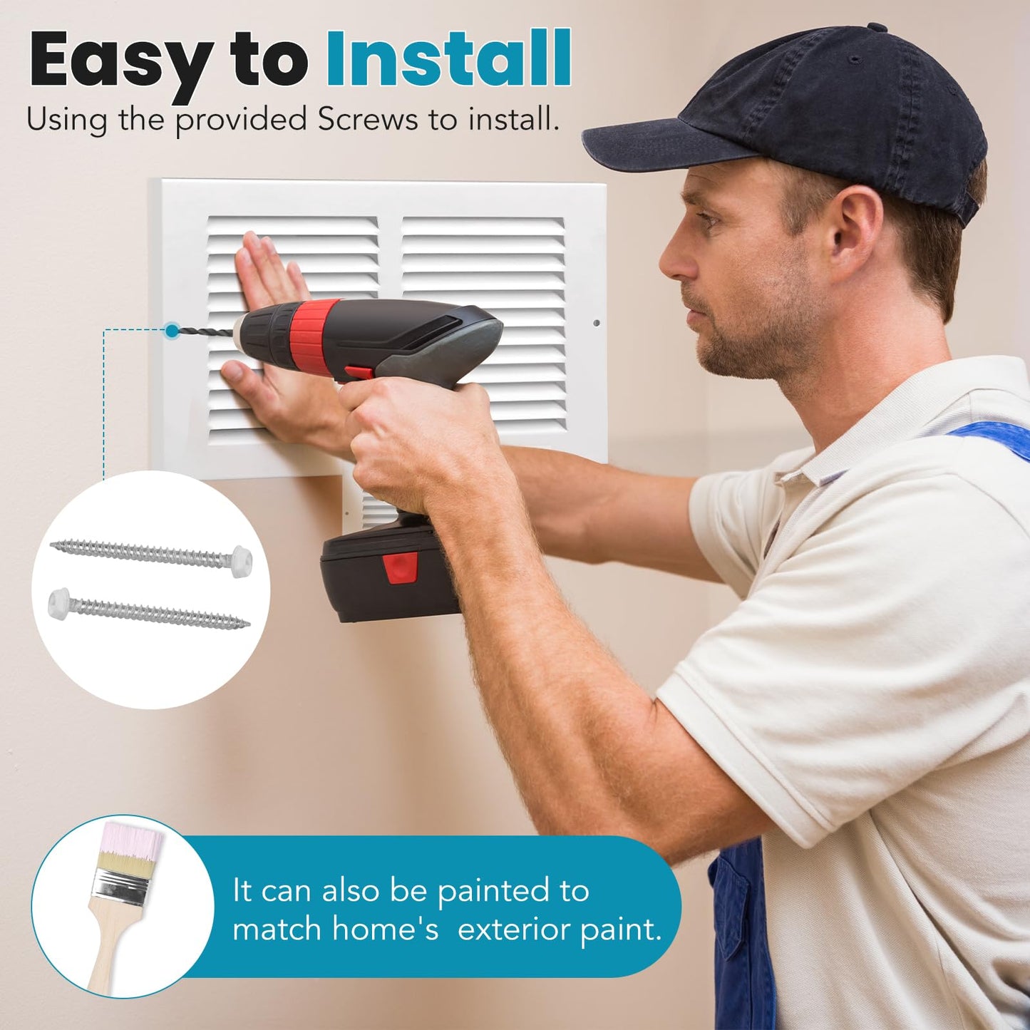 VOISEN Return Air Grille,Fits 10x6 Duct Opening,Steel Return Vent Cover, White Vent Cover Grill for Sidewall and Ceiling,HAVC Cold Air Return Vent Cover,Overall Size:11.8" W X 7.9" H