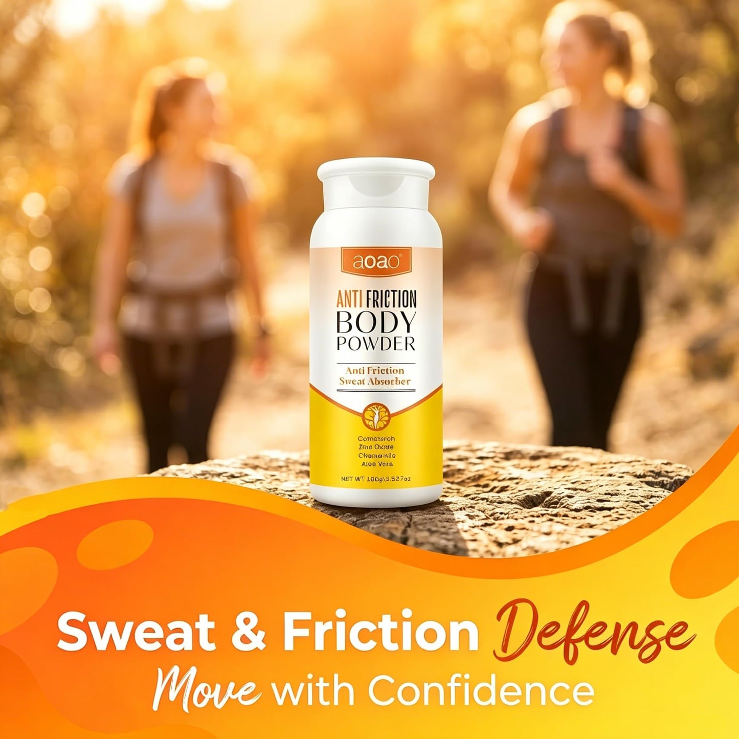 Women's Dry Body Powder, Sweat Absorb Talc-Free Dusting Powder for Curvy Figures, Hypoallergenic Anti-Friction Formula, Chafe-Free Between Legs During Exercise Or Walking, Multi-Use for Foot, 3.53oz