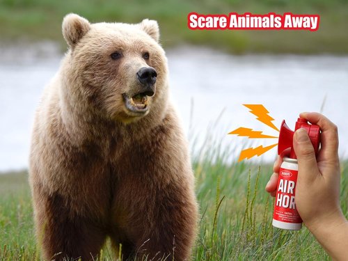 Air Horns - 1.4oz Safety Boat Horn with 120 dB Sound | Red Bear Scare Horn (2 Pack)