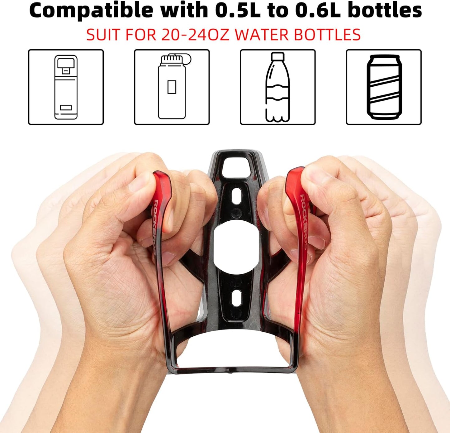 ROCKBROS Ultra-Light Bike Water Bottle Holder - Universal Bicycle Cup Cage with Screws for Road & MTB Bikes