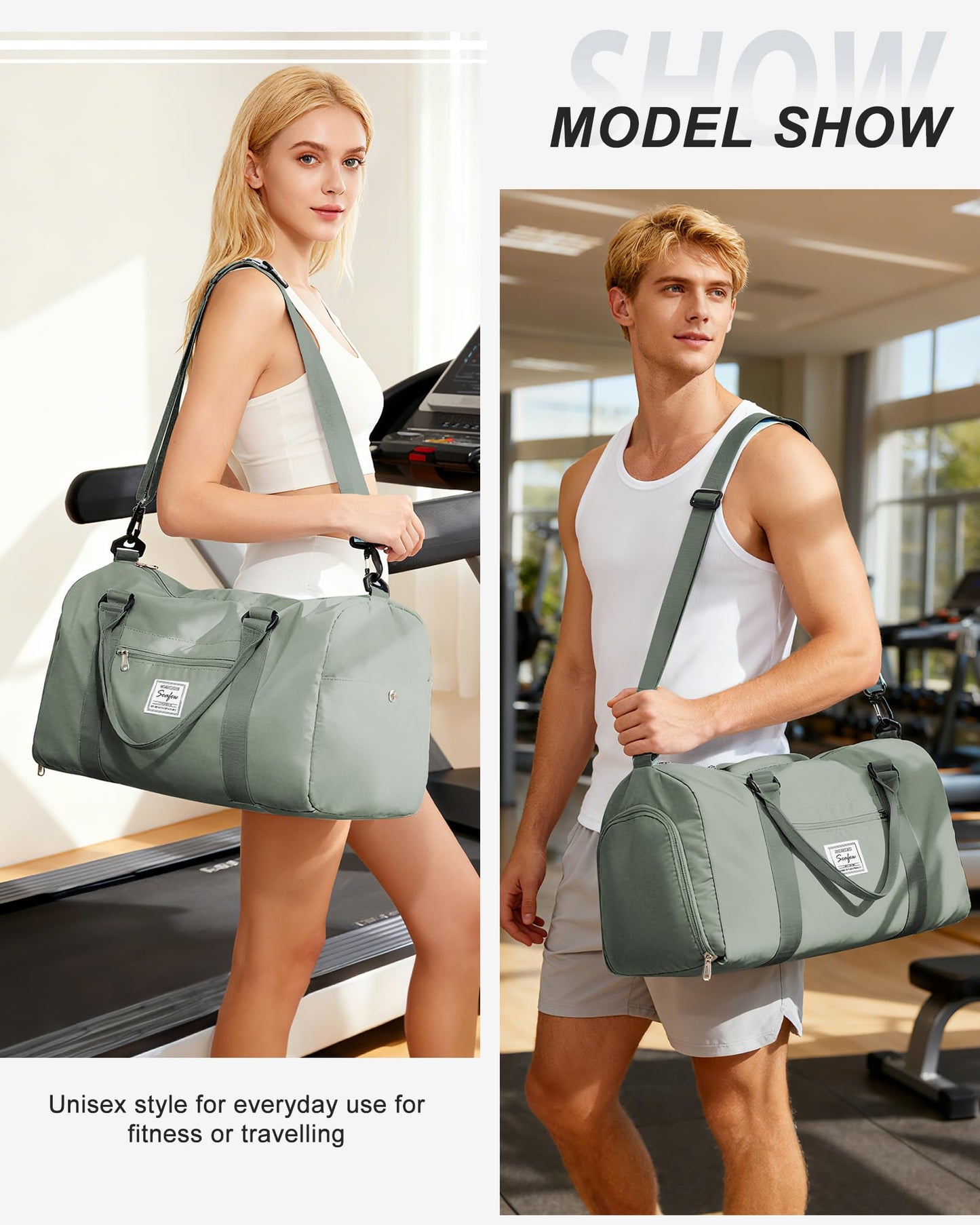Gym Bag Womens Mens with Shoes Compartment and Wet Pocket Travel Duffel Bag for Women for Plane Sport Gym Tote Bags Swimming Yoga Waterproof Weekend Overnight Carry on Bag Hospital Holdalls