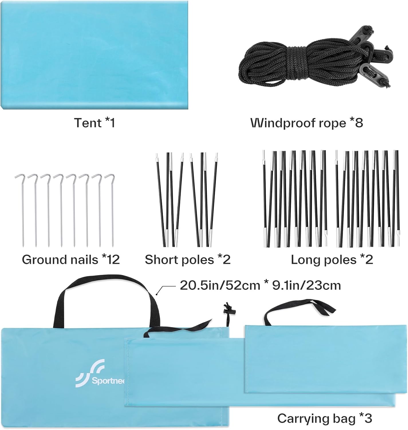 Sportneer Beach Tent - UPF 50+ UV Protection Canopy for 2-3 People | Easy Setup, 96.5''x55.7'' Size