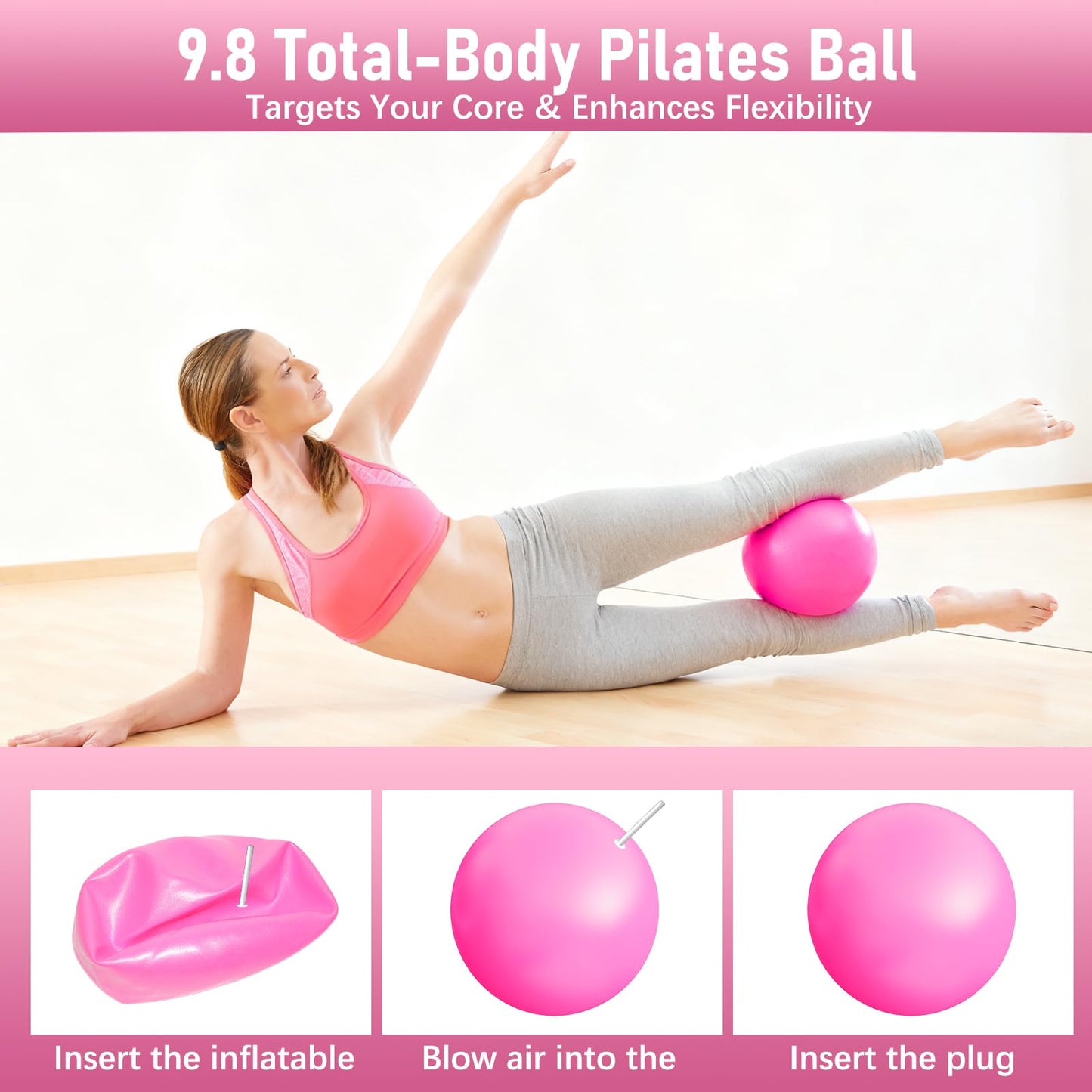 Home Pilates Kit for Women - 12 inch Pilates Ring, 9 inch Ball & Resistance Bands Set, Complete Pilates Equipment with Figure 8 Band, Hip Belt & Accessories for Beginners' Home Workouts