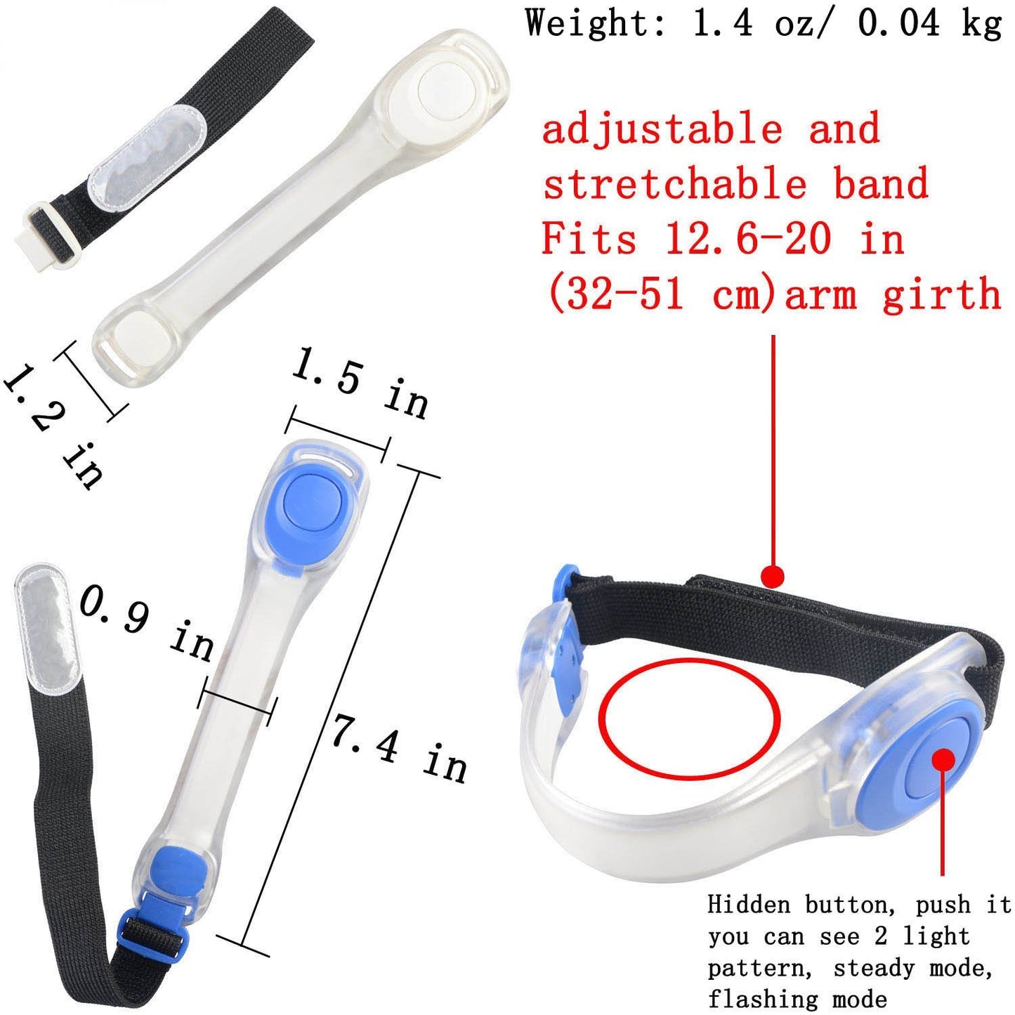 Premium LED Light Up Armband, Reflective Adjustable Wearable Silicone Running Belt Strap / Waterproof Glow in the Dark for Running Jogging Walking Cycling Concert Camping Outdoor Sports (Colorful)