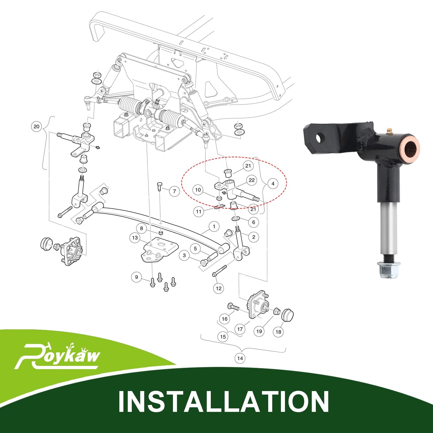 Roykaw Club Car Precedent Spindle Assembly for 2004-up Gas and Electric Golf Cart Models, Driver Side, Replaces OEM # 1022879-01, 1036387-01