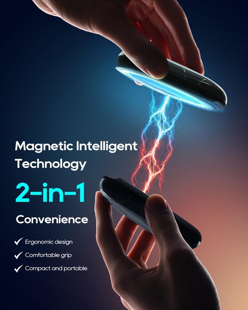 Hand Warmers Rechargeable, 2 Pack Portable Electric Handwarmers with 10000mah Charging Case AI Chip Up to 50-Hour Reusable Hand Warmers, Gifts for Christmas, Camping（Black Grey）