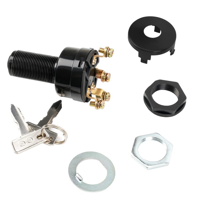 10L0L 12 Volt Ignition Key Switch for Club Car DS, Limo, Turf, Carryall 1 & 2 1996-up Gas Golf Cart, OEM 101826301, 1012505