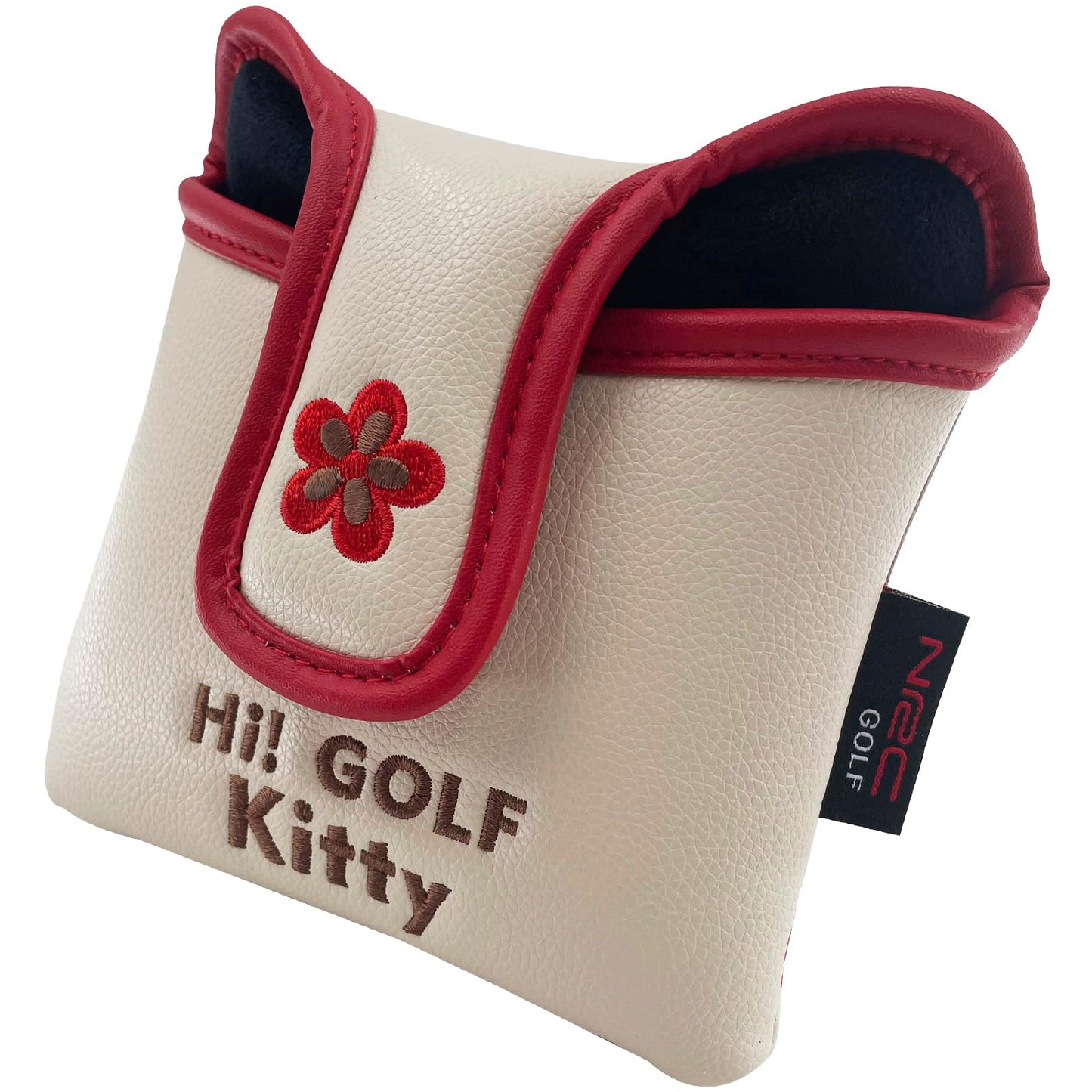 Gbourly Golf Club Heel Shaft Square Mallet Putter Cover Lucky Cat PU Leather Headcover with Magnetic Closure