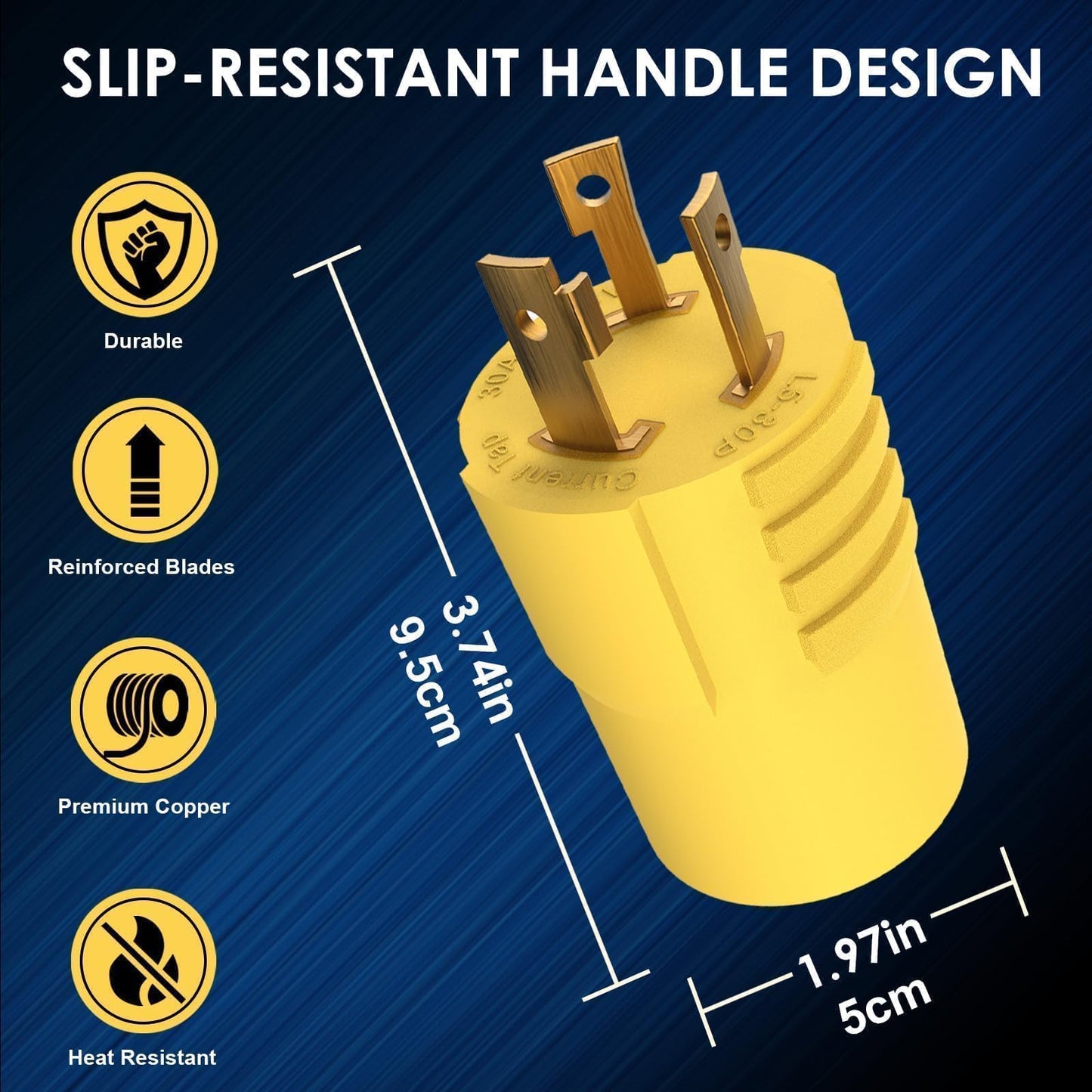 HUBRV Shore Power 30 Amp to 110 Adapter, 30Amp to 15 Amp Generator Connector, NEMA L5-30P to 5-15R / 5-20R ETL-Certified for RV, Marine, and Household Use