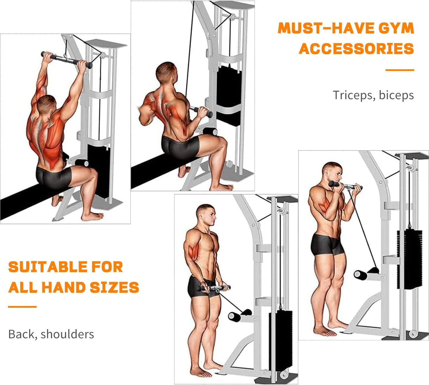 Skiennix Lat Pulldown Bar - 360° Rotating Cable Attachment for Strength Training | Versatile Gym Accessory
