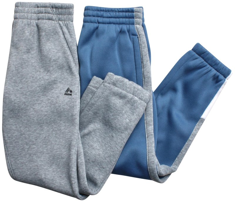 RBX Boys Sweatpants - 2 Pack Soft Fleece Lightweight Athletic Performance Track Pants Jogger Sweatpants with Pockets, Size 10-12, Copen Blue Lunar Rock