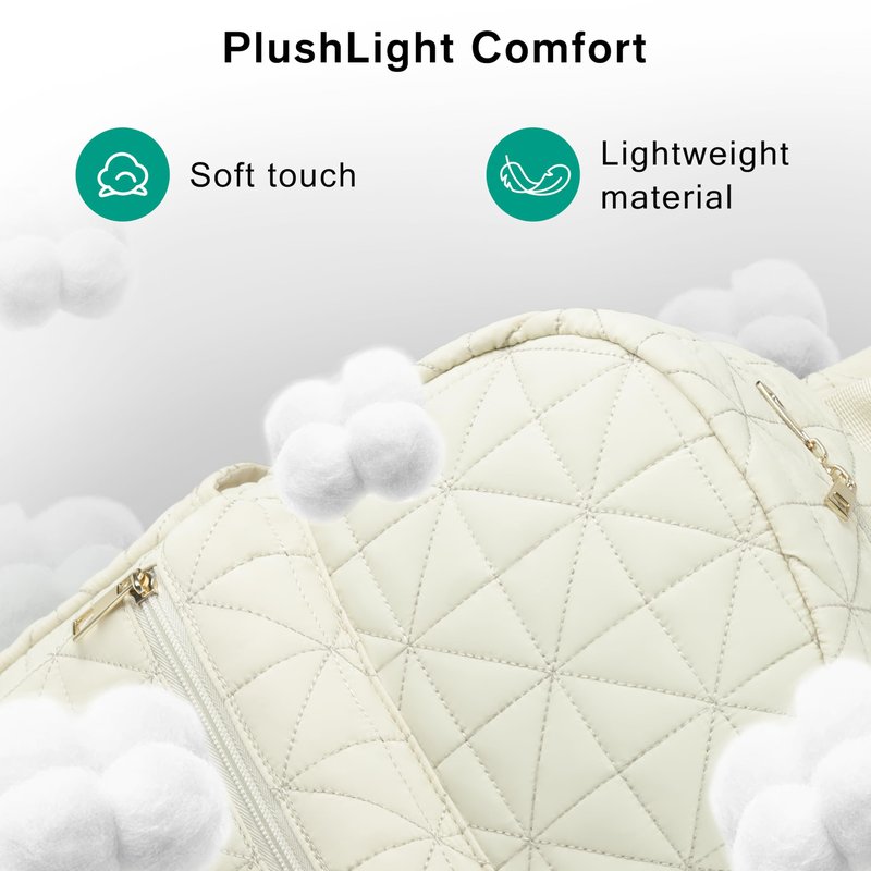 REVOTRA Backpack for Women Lightweight Quilted Bag Small Puffer Pack Water-Resistant Casual Daypack for Travel College Gym White