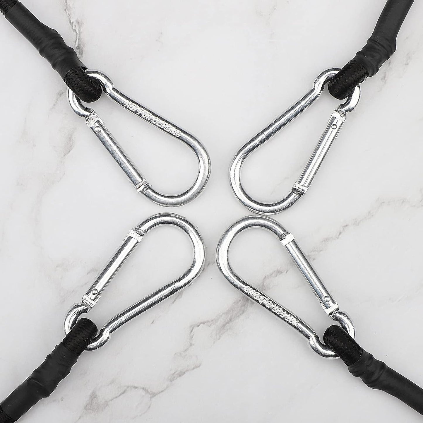 ZHOUBIN 18-Inch Black Bungee Cords - Durable with Carabiner Hooks | 2-Pack for Secure Tie-Downs