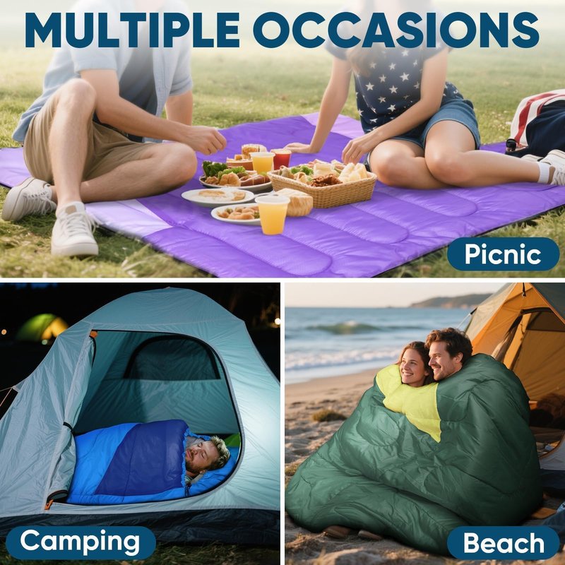 PTEROMY Sleeping Bags for Adults, Lightweight and Machine Washable, Water Resistant Backpacking Camping Sleeping Bag for Warm Cold Weather, Camping Essentials for Hiking Travel (Blue, 1.35kg)