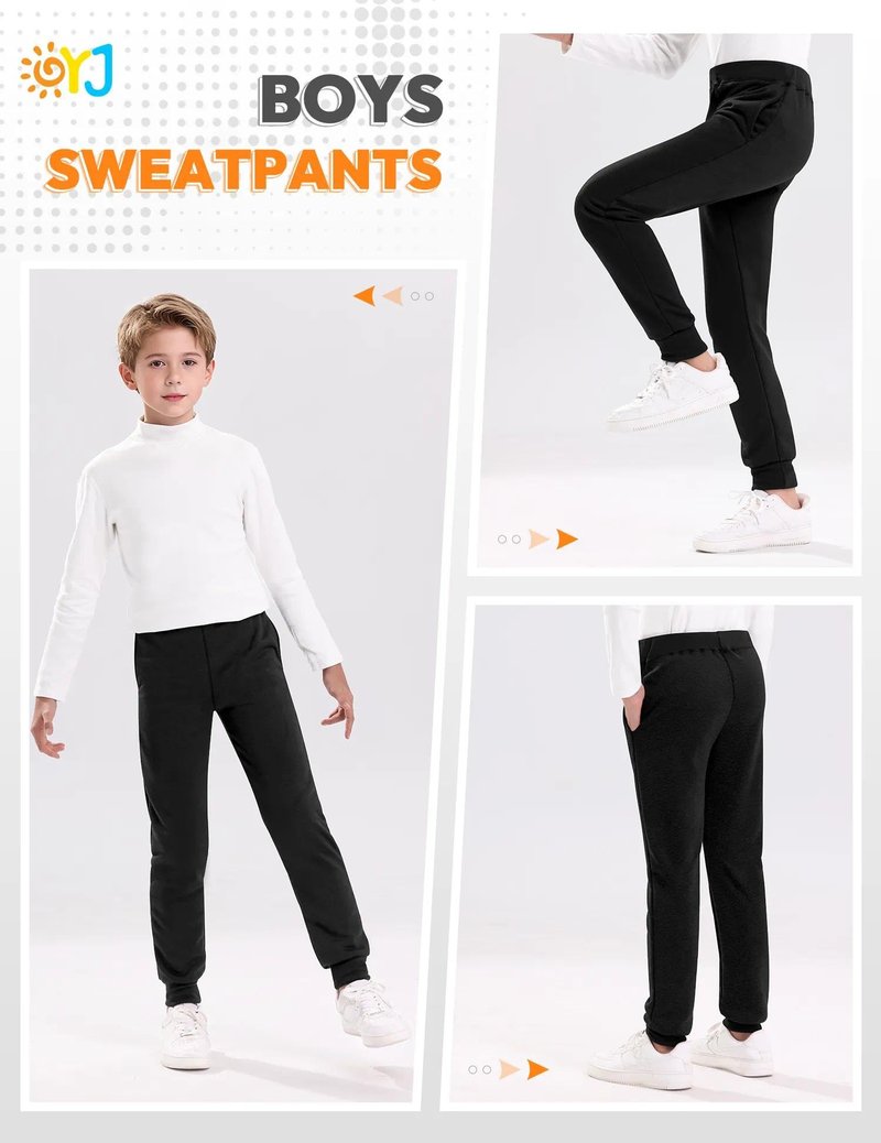 OYJ Boys Sweatpants Fleece Joggers for Boys Sweat Pants with Pockets Athletic Winter Warm Track Pants for Kids Teen, 10-12Y, S2