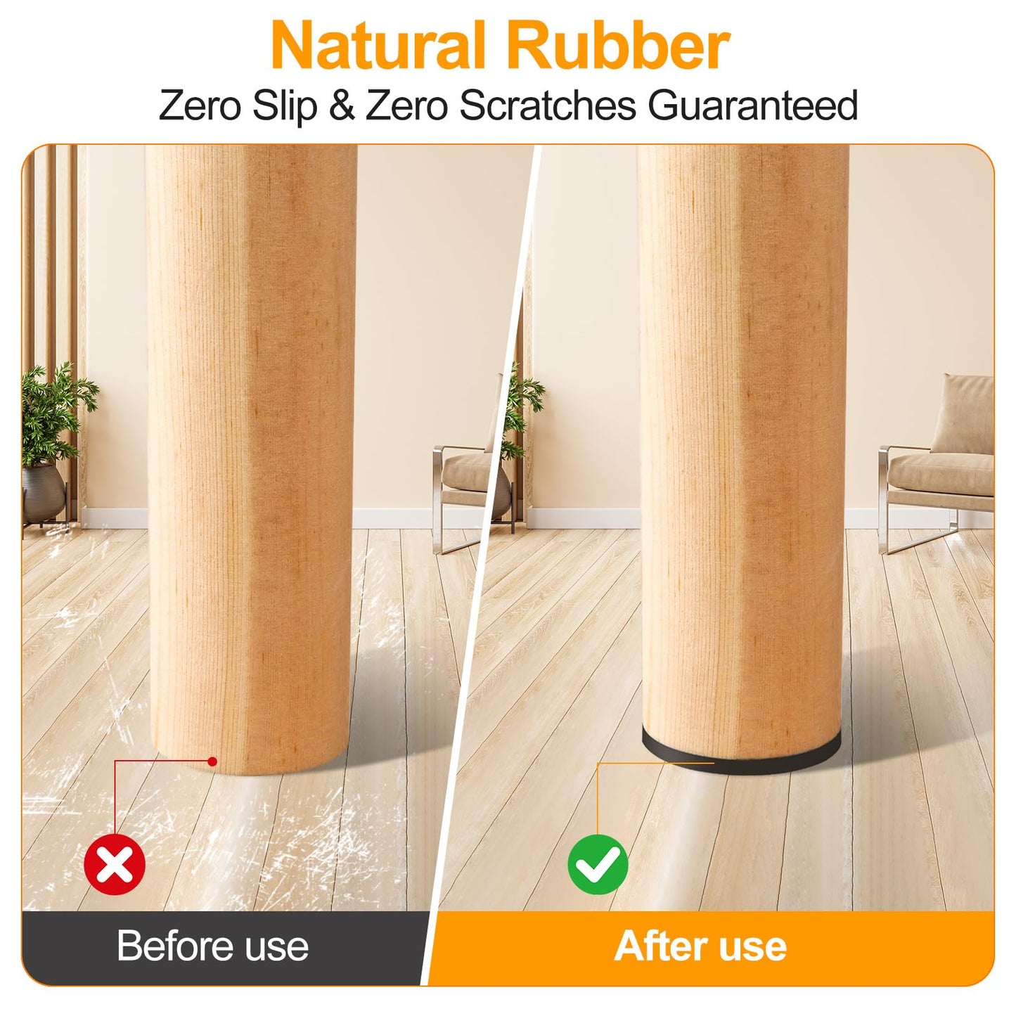 CHUNZEXI Non Slip Furniture Pads - 12 Premium Furniture Grippers Self Adhesive Rubber Furniture Feet, Anti Slide Furniture Hardwood Floor Protector for Keep Couch Stoppers (3 inch Round)