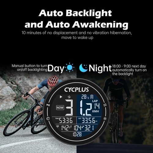 CYCPLUS GPS Bike Computer, Wireless Cycling Computer, ANT+ Bluetooth Bicycle Speedometer Odometer IPX6 Waterproof, Rechargeable with 2.5 Inch Screen for Bikers Outdoor Cycling(New Upgraded)