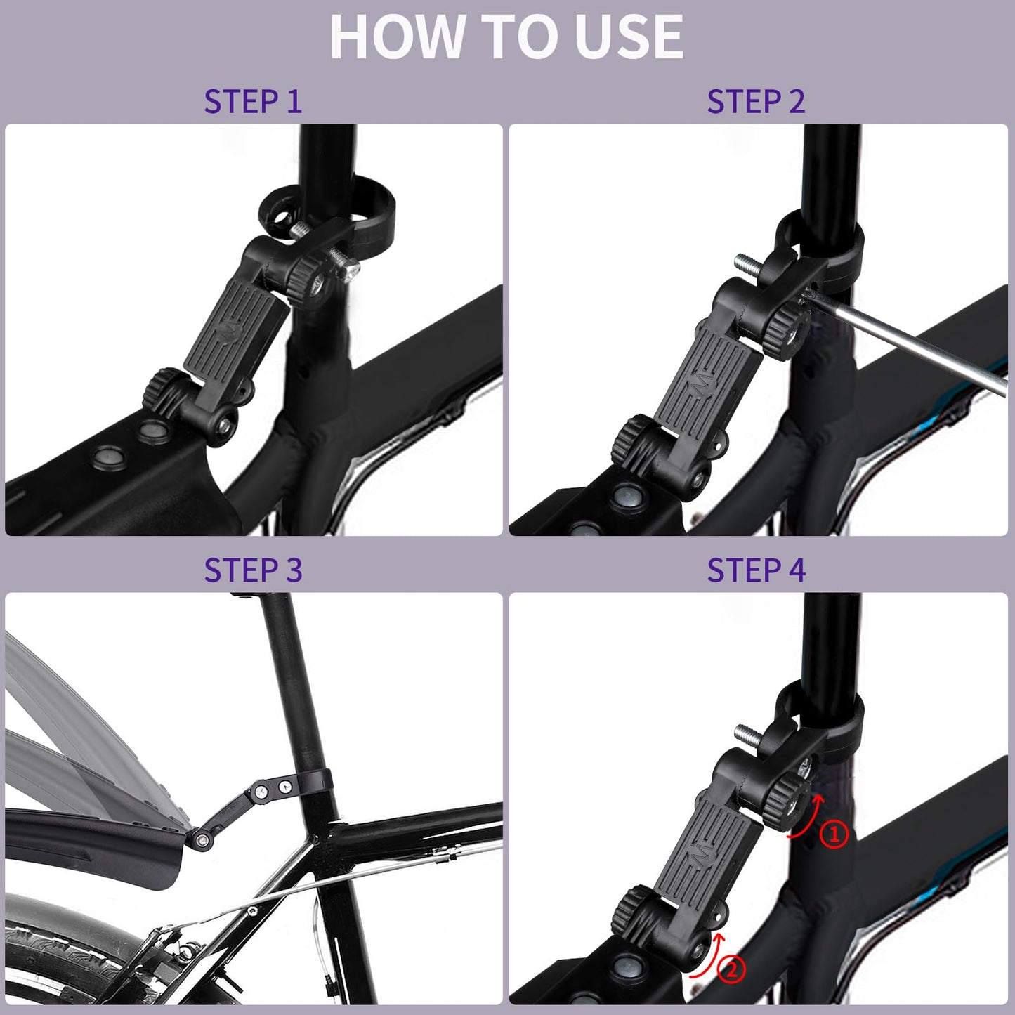 HNYYZL Bicycle Fender Set - Adjustable Front & Rear Mudguards, Quick-Release for Mountain/City Bikes, 20-26 Inch Wheels, Widened & Thickened Design, All-Weather Protection