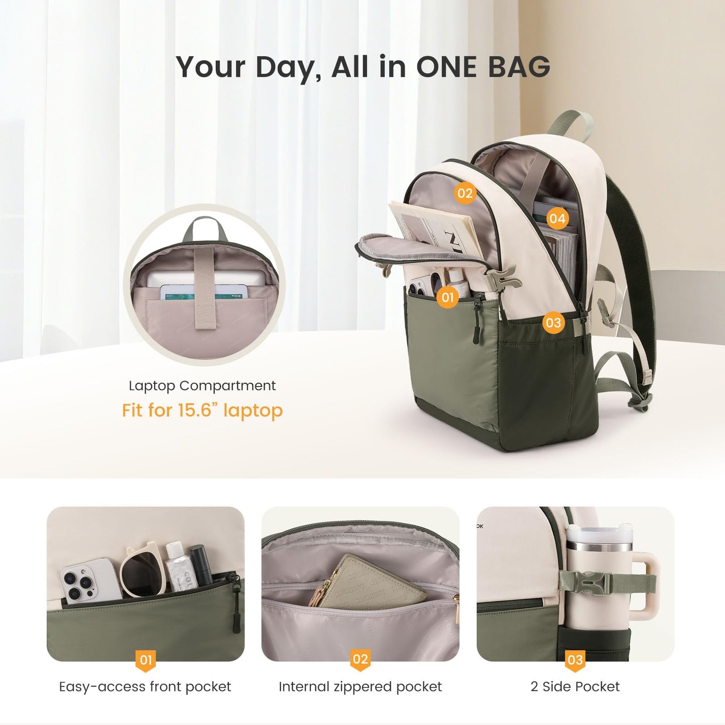 LOVEVOOK Everyday Backpack for Women, Chic Versatile Backpack with Water Bottle Pocket, Lightweight Waterproof Casual Daypack for City Work Commute, College, Travel & Gifts, Black