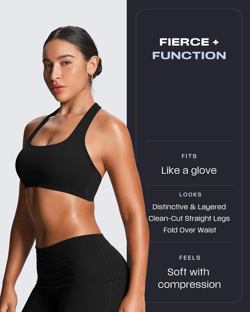 Aoxjox Women's Yoga Pants - Lumastretch™ Fold Over Waist Straight Leg Bottoms | 31"/33"/35" Sizes