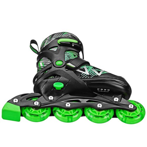 Roller Derby Stryde Youth Adjustable Inline Lighted Wheel Skates Small Black/Green