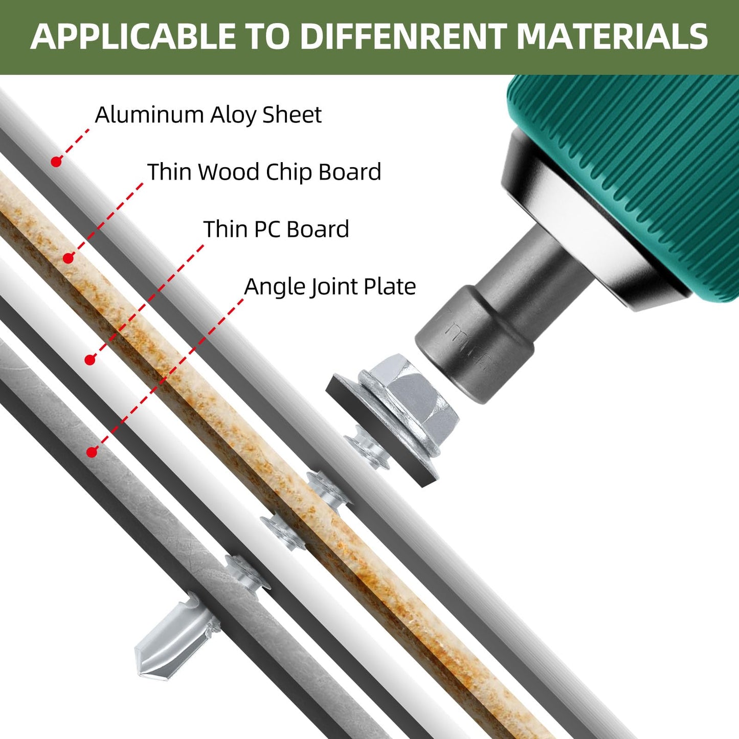 #10 x 2 (50 PCS) Metal Roofing Screws with Rubber Washer, Hex Head Self Tapping Screws for Metal, Self Drilling Sheet Metal Screw, Hex Bit Socket Included