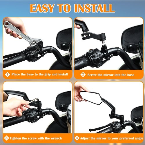 Hestya 1 Pair Handlebar Bike Mirror 360° Rotatable and Adjustable Universal Fit Rearview Bicycle Mirrors Glass Lens Safe Cycling Accessories for Scooter, E-bikes, Mountain Bikes, Road Bicycles(Black)