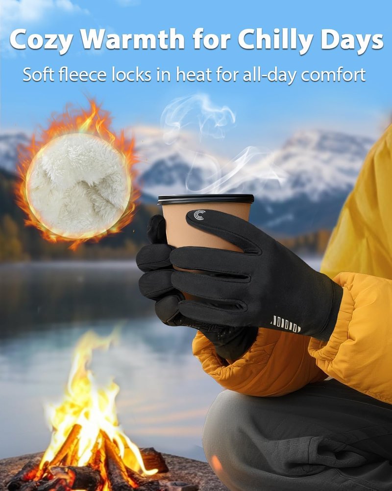 RIGWARL Winter Gloves Men Women for Cold Weather, Warm Plush Gloves with Touchscreen Fingers, Thermal Glove Early Spring and Late Fall Gift for Runing Hiking Driving Walking Skiing Snow(Black,XXL)